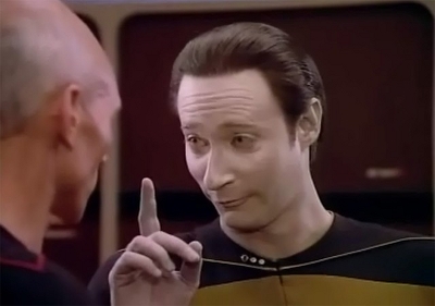 No, I don't know why Data is affected too. But it's funnier that way, just roll with it.